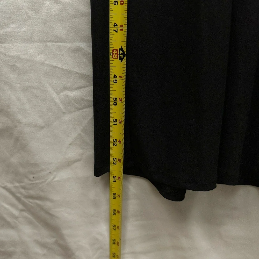24seven‎ Comfort Apparel Maxi V Neck Long Sleeve Leg Slit Black Dress Pockets